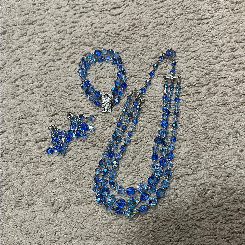 Elegant Blue AB Crystal Jewelry Set